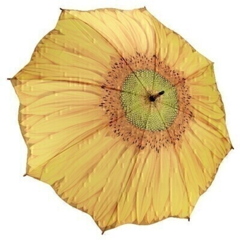 This wonderfully vibrant stick umbrella opens up to be very large providing plenty of coverage from the rain. A stunning  top selling range consisting of beautiful floral designs  with detailing and colours second to none. The illustrated design on the fabric features a yellow Sunflower Bloom covering the entire umbrella which makes it very eye catching and the scalloped edges give it the wow factor! With virtually unbreakable fibreglass ribs it allows for flexibility in windy conditions.